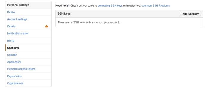 SSH key settings
