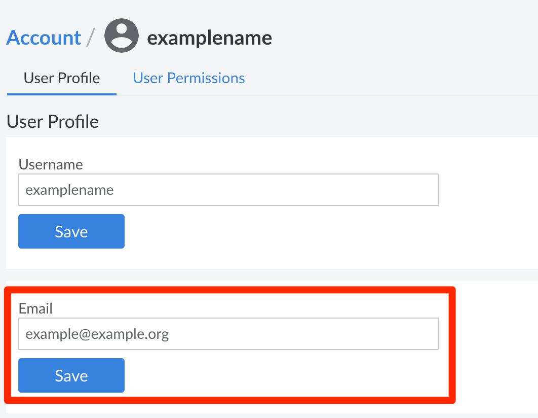 Modify the email address associated with your user account