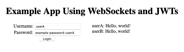 Example application using WebSockets and JWTs