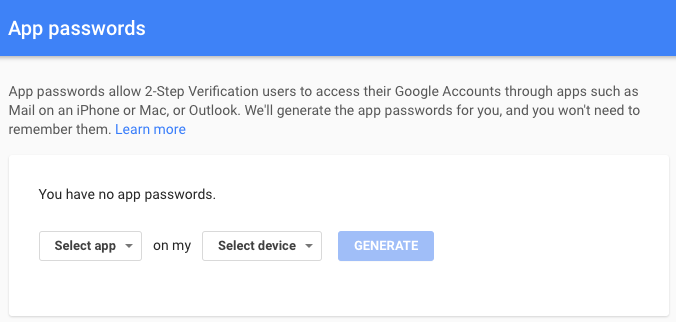 Generate an App password