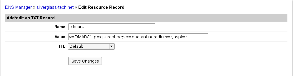 Linode DNS Manager add TXT record