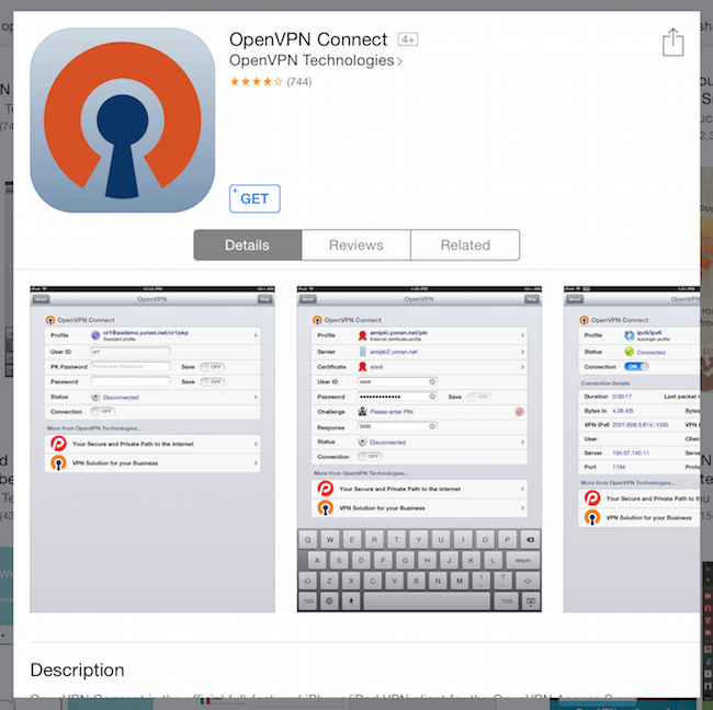 iTunes App Store OpenVPN Connect