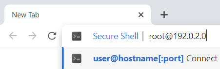Typing in the ssh command within the Chrome address bar