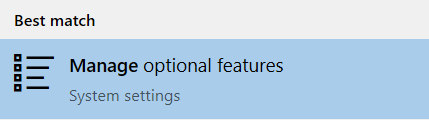 Manage Optional Features Search