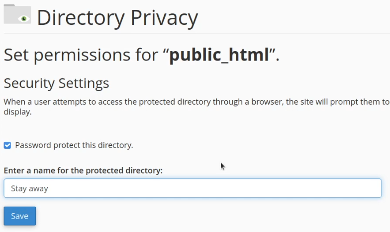 Set permissions for a directory such as public_html.