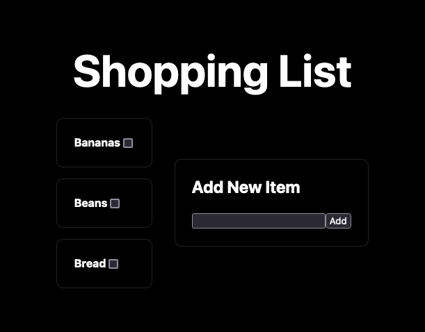Example shopping list application