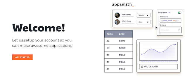 The Appsmith welcome page