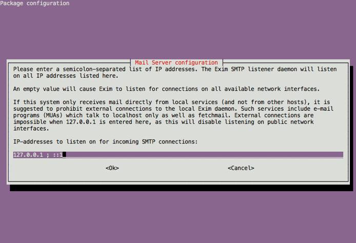 Exim4 listening IP address configuration on Ubuntu 12.04 LTS (Precise).