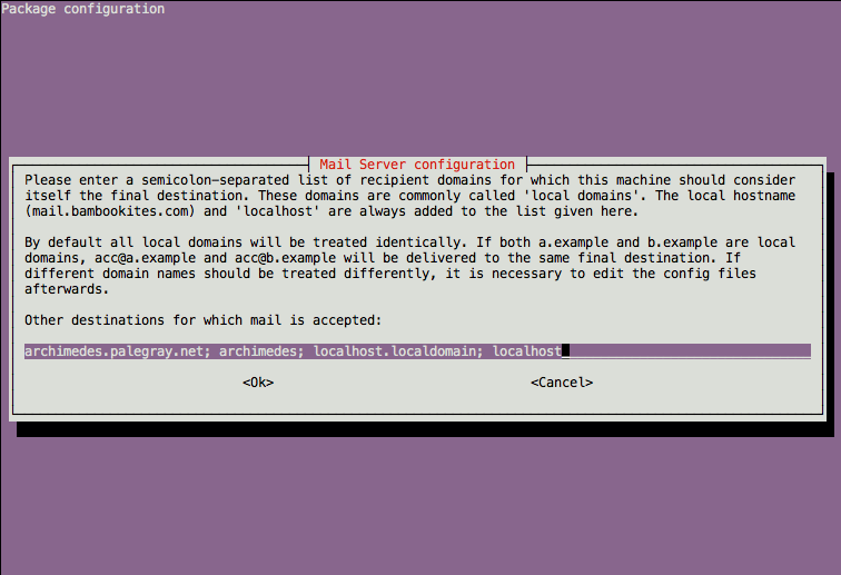 Exim4 mail destination configuration on Ubuntu 12.04 LTS (Precise).