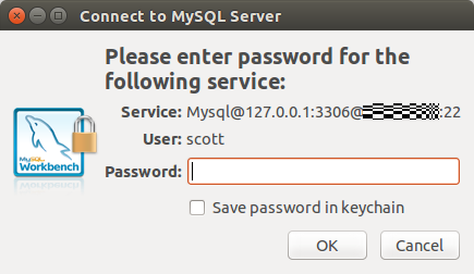 The MySQL password dialog