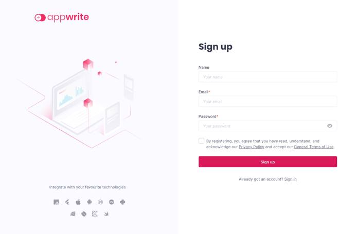 Appwrite sign-up form