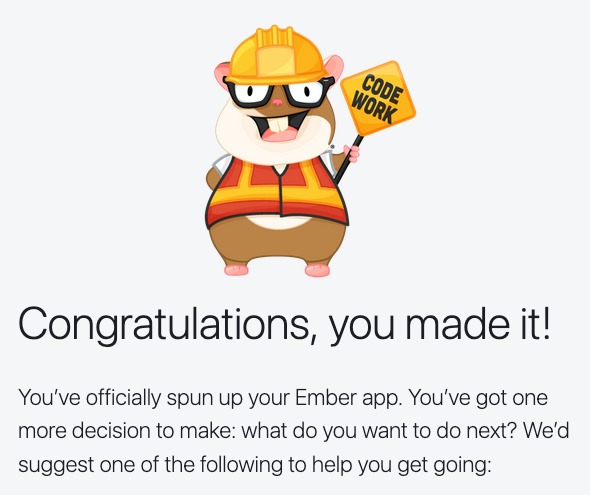Ember welcome page