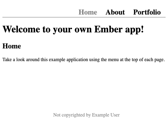 The homepage for the example app