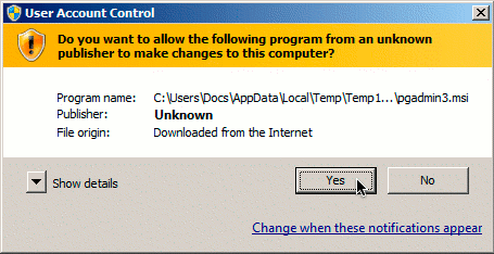 Windows 7 system modification warning dialog