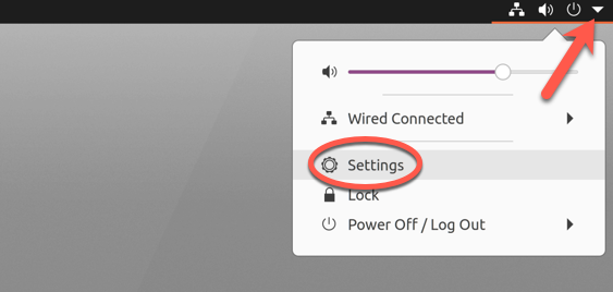 Opening the Settings on Ubuntu