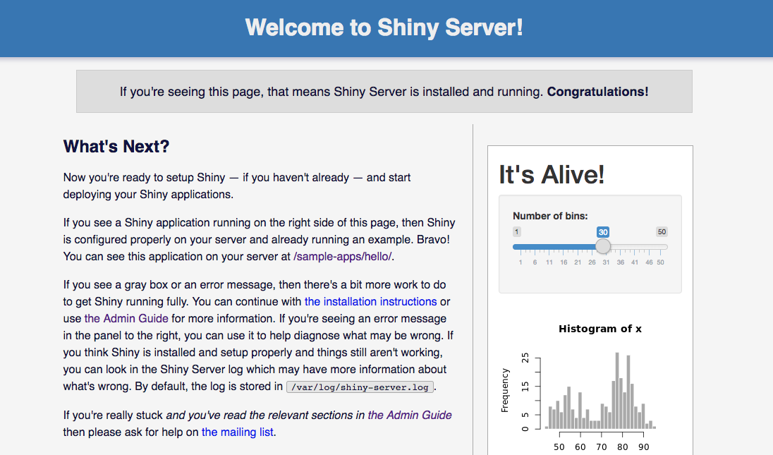 Shiny Server Welcome Page