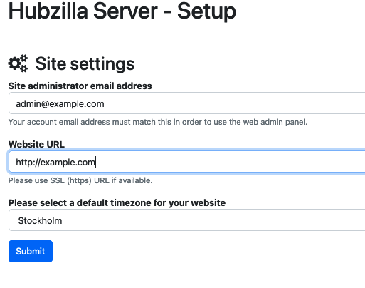 Hubzilla Site Settings