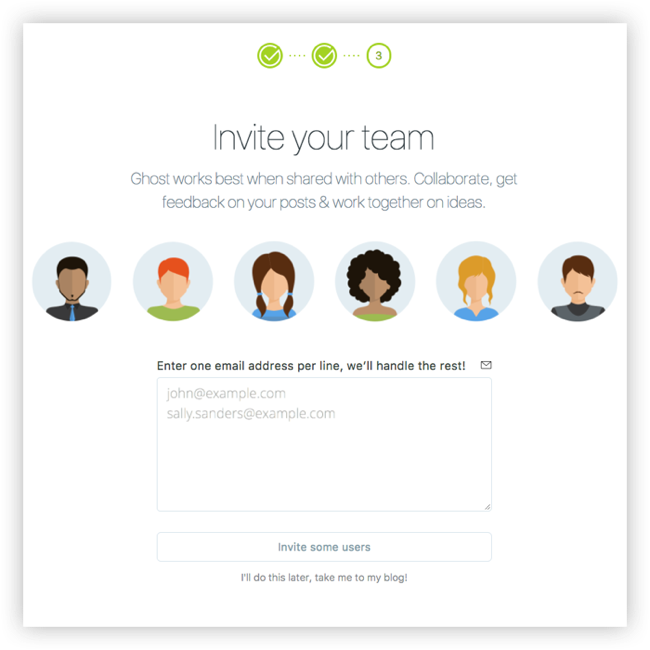 Invite Your Team Screen