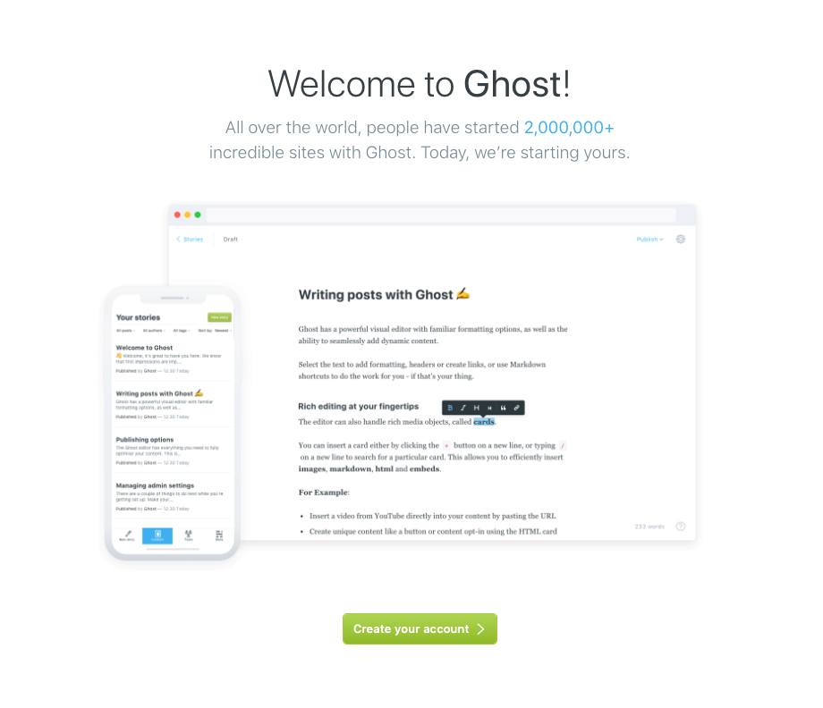 Ghost Welcome Screen