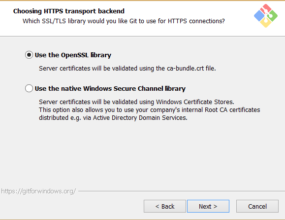 Select the https transport backend.