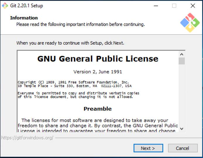 Click Next to accept GNU License.