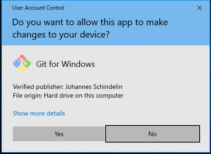 Click Yes to install Git on Windows.