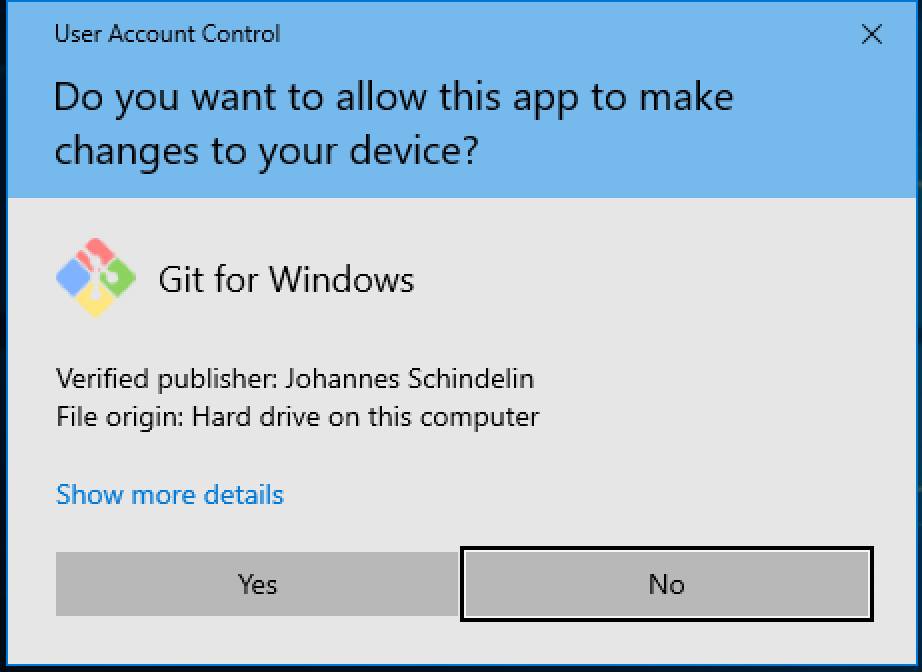 Click Yes to install Git on Windows.