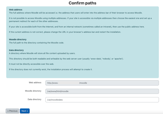 Enter the Moodle Path Information