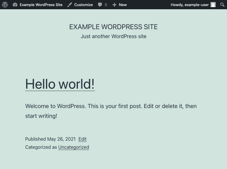 WordPress&rsquo;s default, &ldquo;Hello, World!&rdquo; post.