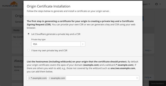 Cloudflare crypto - new certificate and private key