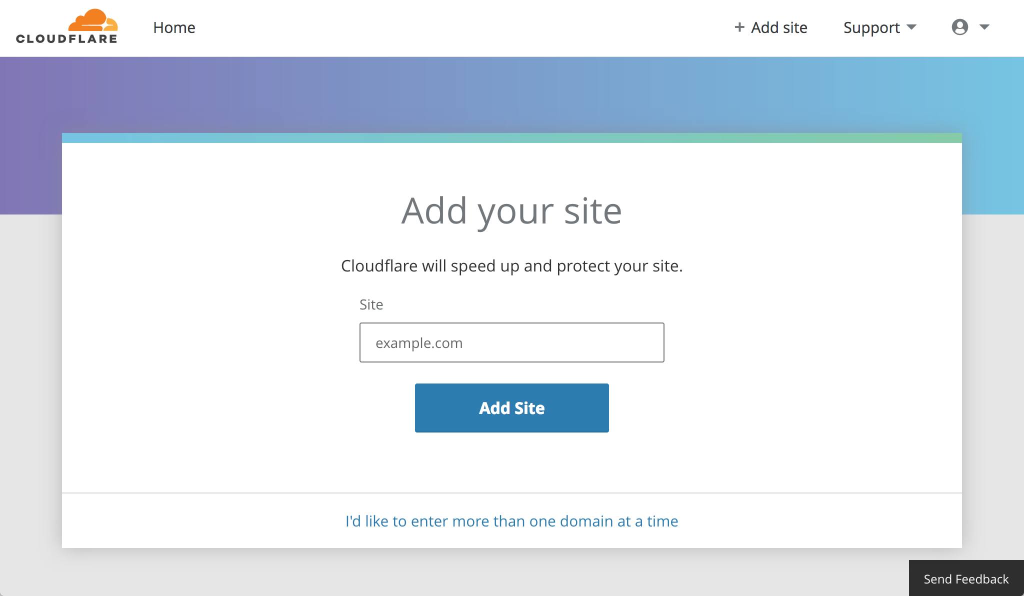 Cloudflare setup - enter domain