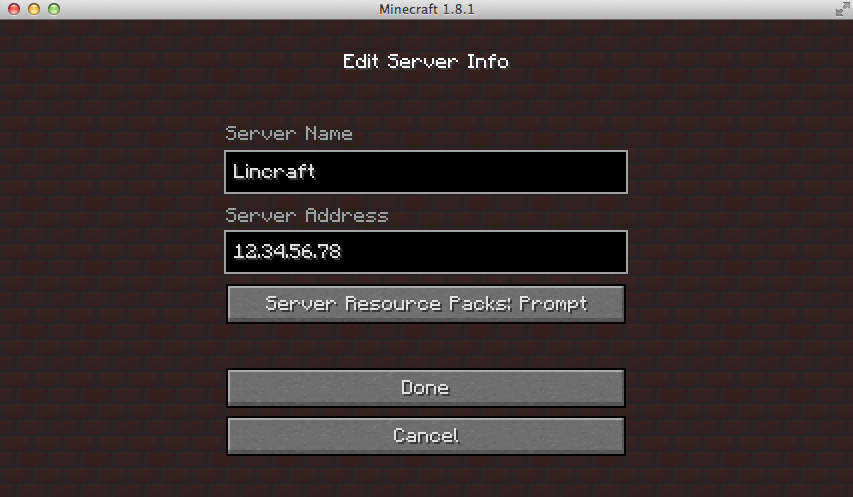 Edit Server Info.