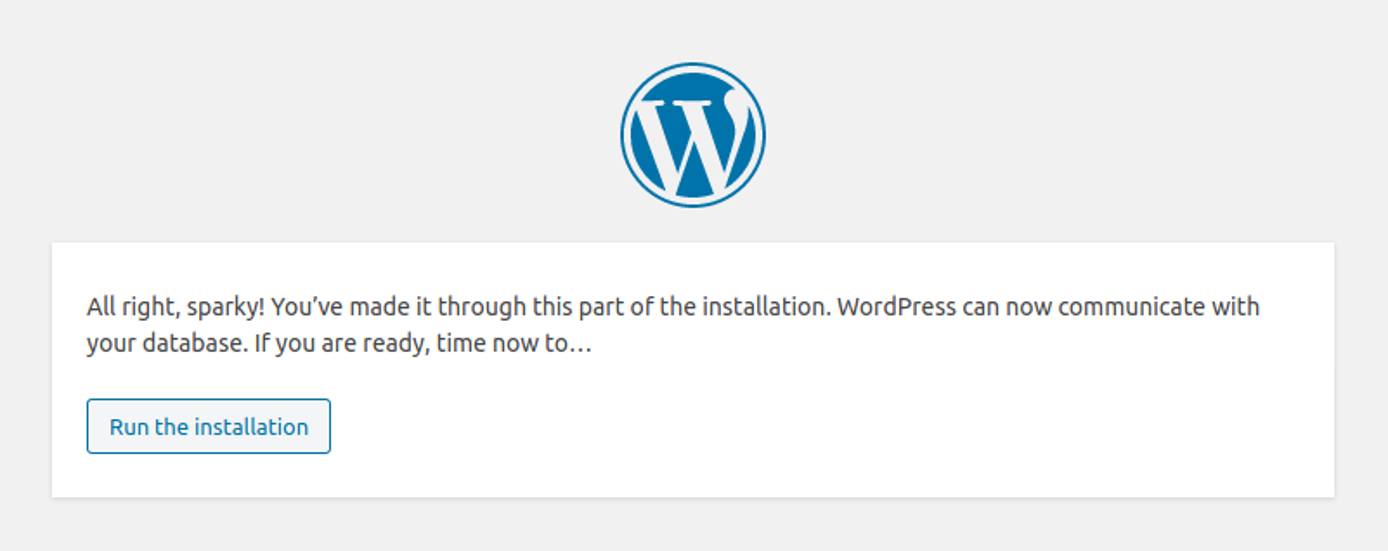 WordPress installation Wizard: Run the installation