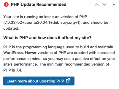 WordPress PHP notification