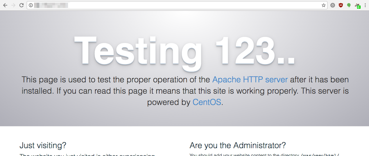 Apache on CentOS 7 Welcome Screen