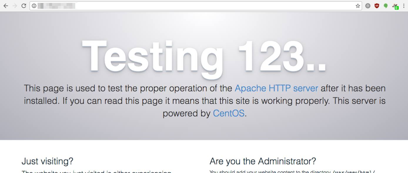 Apache on CentOS 7 Welcome Screen
