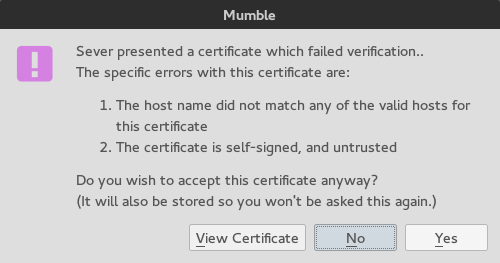 Certificate accept