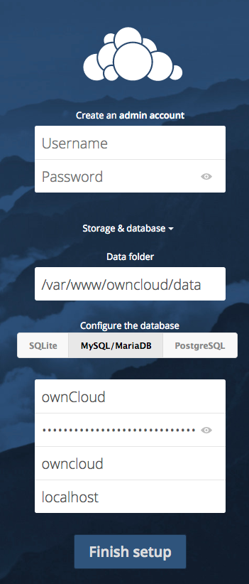ownCloud database information