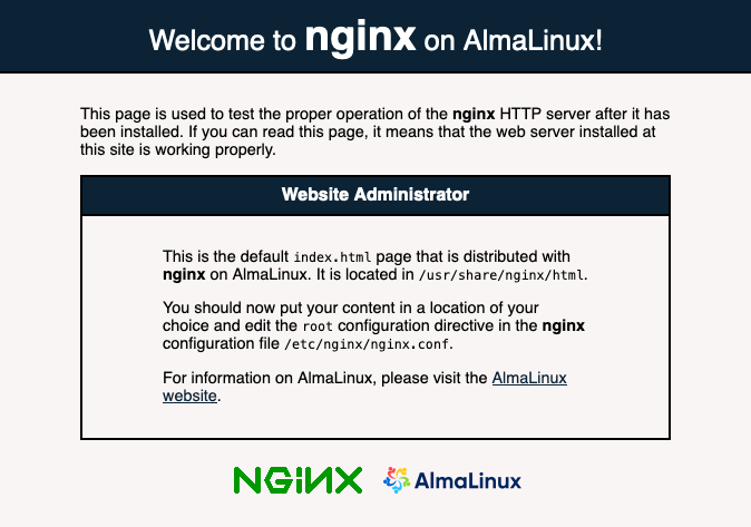 Default NGINX page.