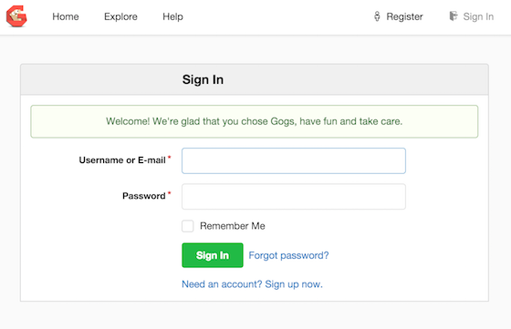Gogs Login Page