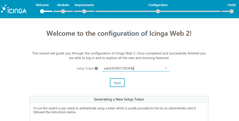 Icinga Installation Token