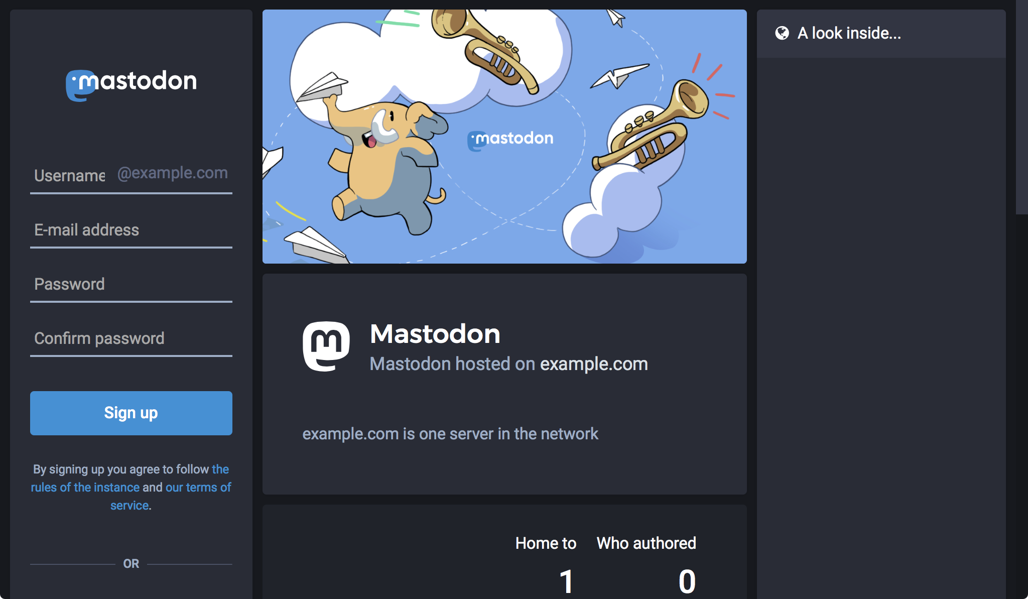 Mastodon Sign Up Screen