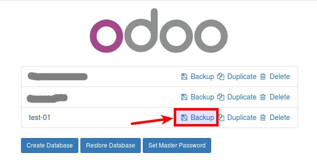 Back up a database in Odoo