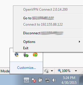 OpenVPN Taskbar Icon.