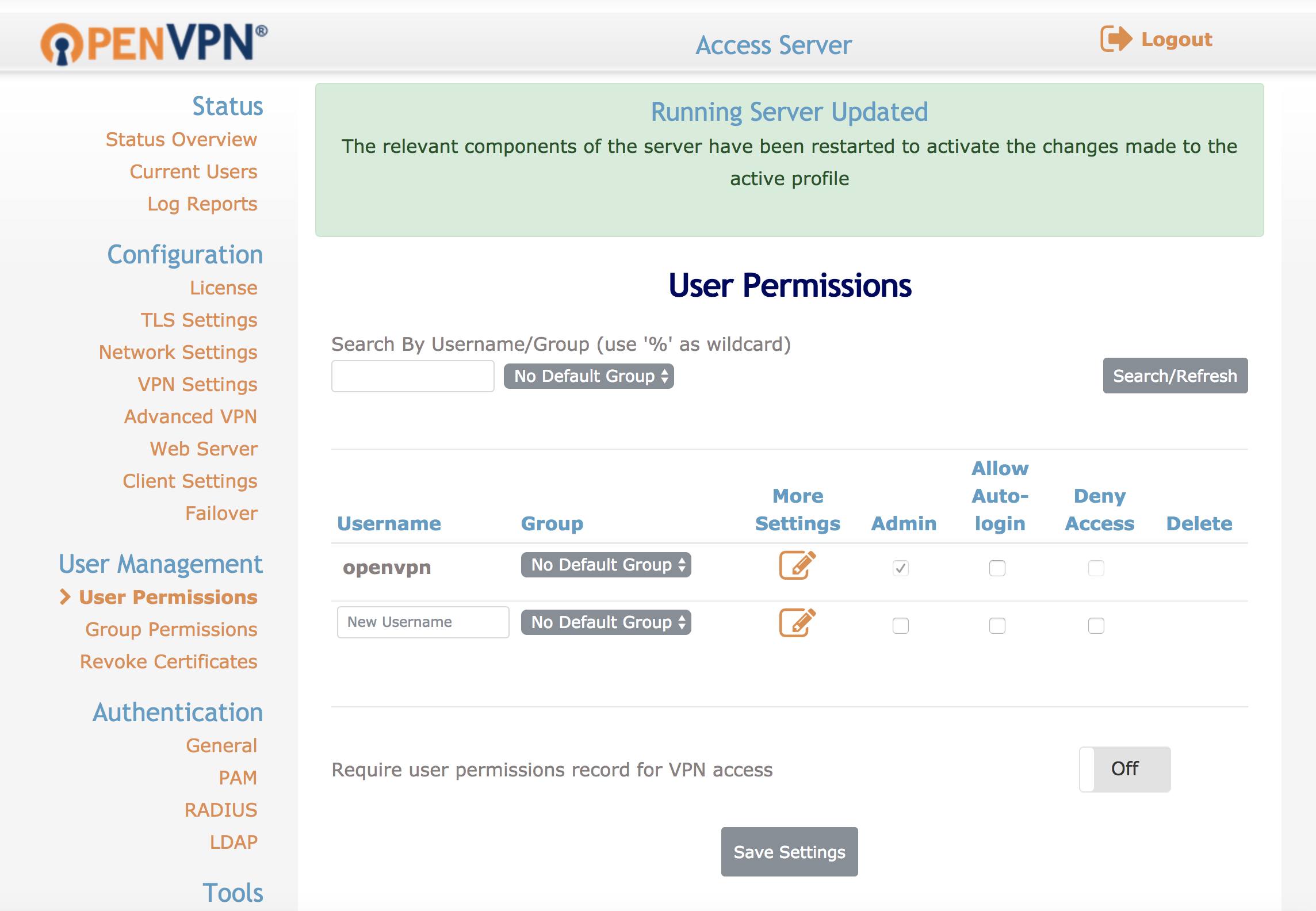 openvpn admin interface port