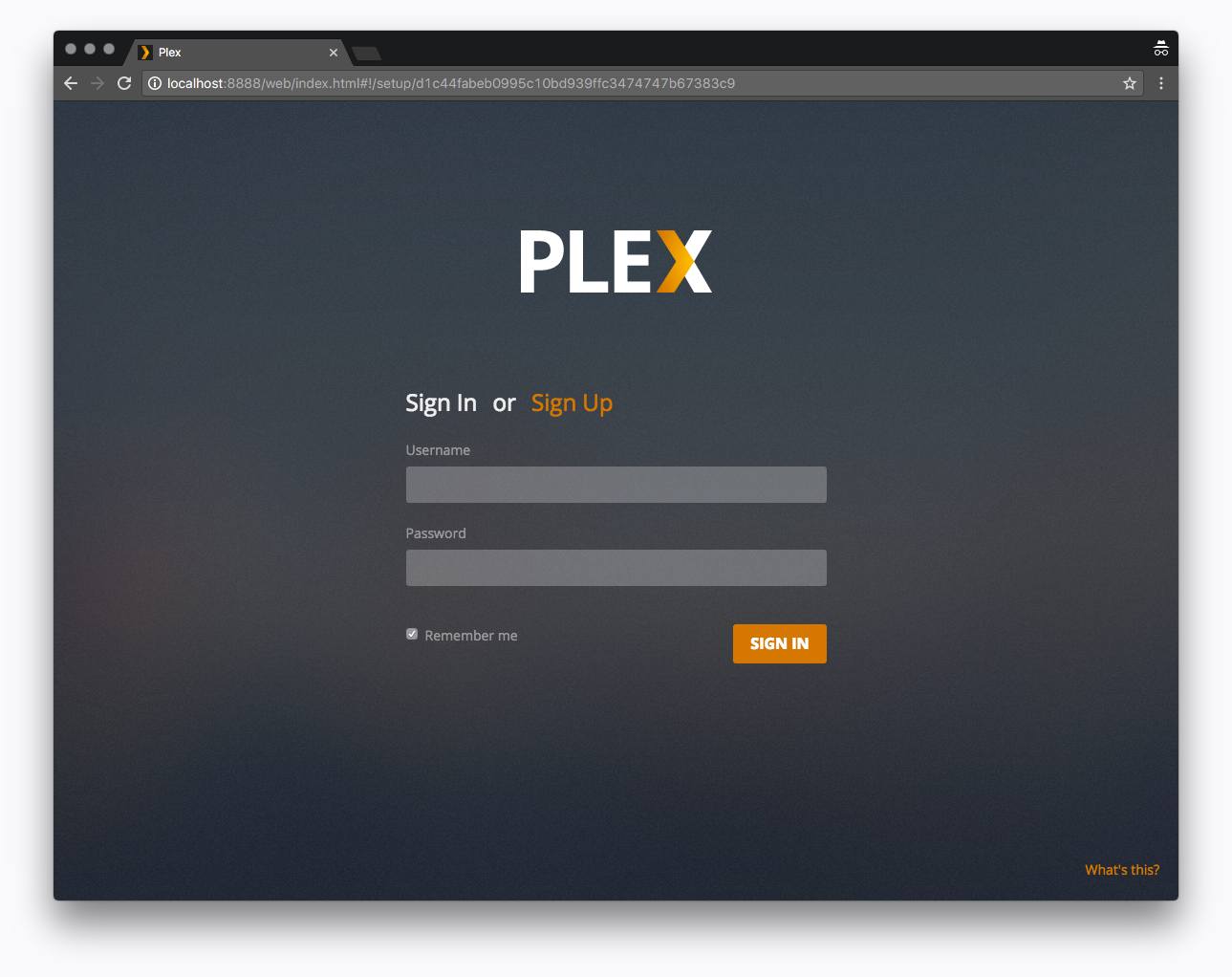 Plex web interface.