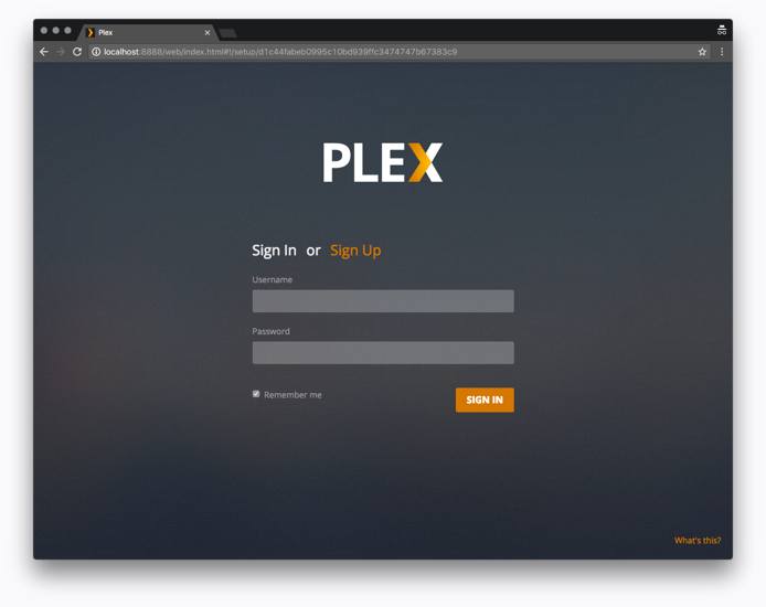Plex web interface.