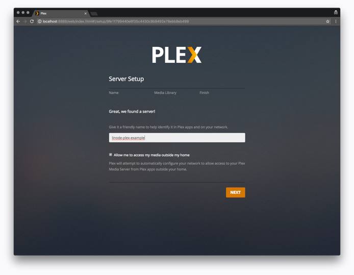 Plex web interface - Server Name.