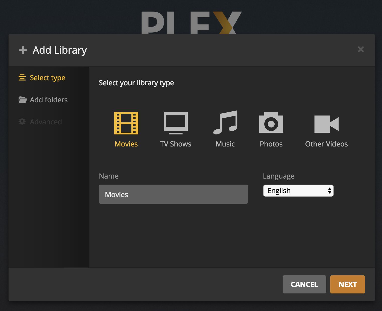 Select Movies and click next