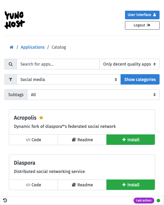 Navigating the social media applications available on YunoHost